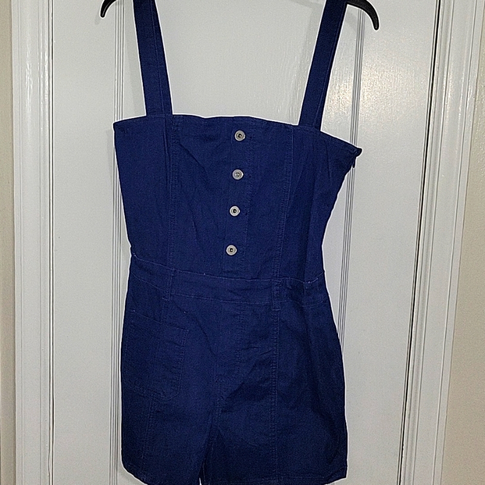 NWOT Tiger Mist Alice Denim Button-Front Romper SZ L🏖